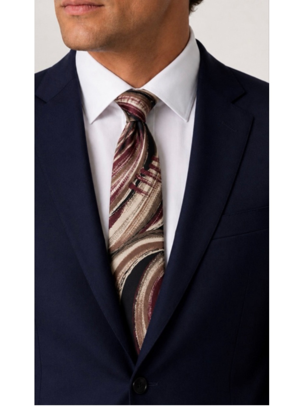 Men's Ted Lapidus Abstract Silk Tie One Size Black Burgundy